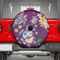Hawaiian Turtles and Tropical Plants Spare Tire Cover Purple Watercolor LT03 - Polynesian Pride