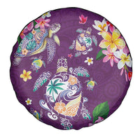Hawaiian Turtles and Tropical Plants Spare Tire Cover Purple Watercolor LT03 - Polynesian Pride