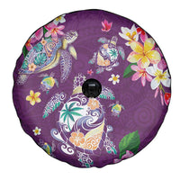 Hawaiian Turtles and Tropical Plants Spare Tire Cover Purple Watercolor LT03 - Polynesian Pride