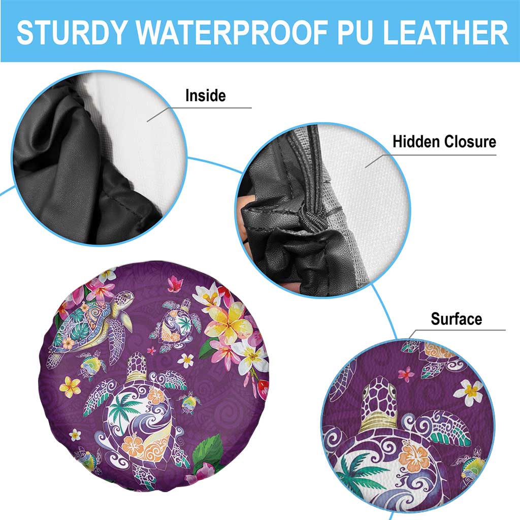 Hawaiian Turtles and Tropical Plants Spare Tire Cover Purple Watercolor LT03 - Polynesian Pride