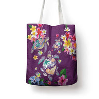 Hawaiian Turtles and Tropical Plants Tote Bag Purple Watercolor LT03 - Polynesian Pride