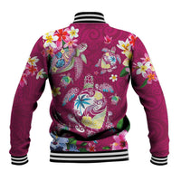 Hawaiian Turtles and Tropical Plants Baseball Jacket Pink Watercolor