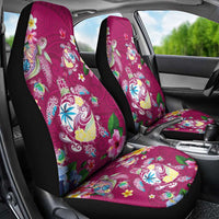 Hawaiian Turtles and Tropical Plants Car Seat Cover Pink Watercolor