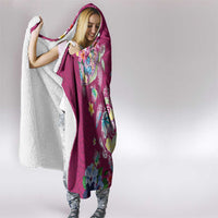 Hawaiian Turtles and Tropical Plants Hooded Blanket Pink Watercolor LT03 - Polynesian Pride