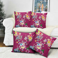 Hawaiian Turtles and Tropical Plants Pillow Cover Pink Watercolor