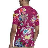 Hawaiian Turtles and Tropical Plants Rugby Jersey Pink Watercolor LT03 - Polynesian Pride
