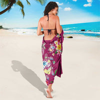 Hawaiian Turtles and Tropical Plants Sarong Pink Watercolor