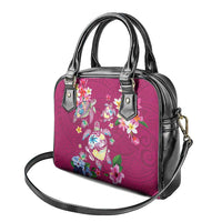 Hawaiian Turtles and Tropical Plants Shoulder Handbag Pink Watercolor