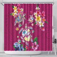 Hawaiian Turtles and Tropical Plants Shower Curtain Pink Watercolor LT03 - Polynesian Pride