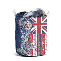 Hawaiian Manta Ray and Turtle Tribal Tattoo Laundry Basket With Hawaii Flag and Flowers LT03 - Polynesian Pride