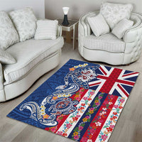 Hawaiian Manta Ray and Turtle Tribal Tattoo Area Rug With Hawaii Flag and Flowers LT03 - Polynesian Pride