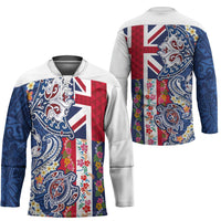 Hawaiian Manta Ray and Turtle Tribal Tattoo Hockey Jersey With Hawaii Flag and Flowers