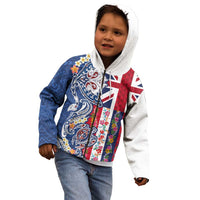 Hawaiian Manta Ray and Turtle Tribal Tattoo Kid Hoodie With Hawaii Flag and Flowers