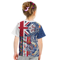 Hawaiian Manta Ray and Turtle Tribal Tattoo Kid T Shirt With Hawaii Flag and Flowers