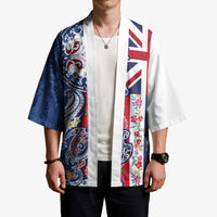 Hawaiian Manta Ray and Turtle Tribal Tattoo Kimono With Hawaii Flag and Flowers LT03 - Polynesian Pride
