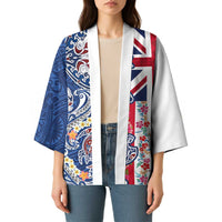 Hawaiian Manta Ray and Turtle Tribal Tattoo Kimono With Hawaii Flag and Flowers LT03 - Polynesian Pride