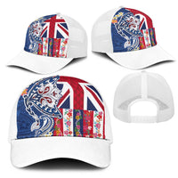 Hawaiian Manta Ray Mesh Trucker Cap with Hawaii Flag and Flowers