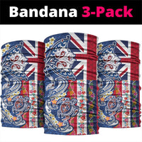 Hawaiian Manta Ray and Turtle Tribal Tattoo Neck Gaiter With Hawaii Flag and Flowers LT03 package One Size: 25*50cm Multicolor - Polynesian Pride