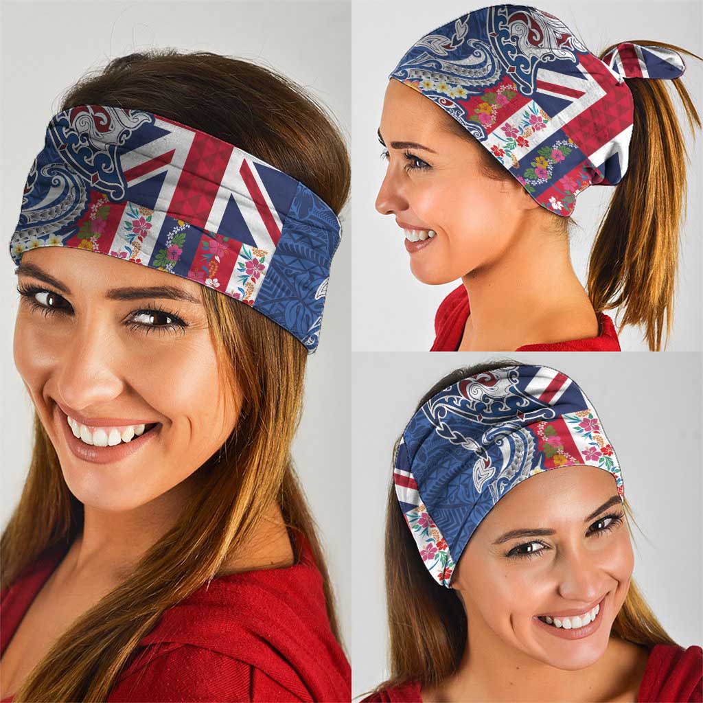 Hawaiian Manta Ray and Turtle Tribal Tattoo Neck Gaiter With Hawaii Flag and Flowers LT03 - Polynesian Pride