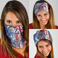 Hawaiian Manta Ray and Turtle Tribal Tattoo Neck Gaiter With Hawaii Flag and Flowers LT03 - Polynesian Pride