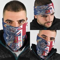 Hawaiian Manta Ray and Turtle Tribal Tattoo Neck Gaiter With Hawaii Flag and Flowers LT03 - Polynesian Pride