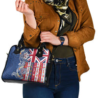 Hawaiian Manta Ray and Turtle Tribal Tattoo Shoulder Handbag With Hawaii Flag and Flowers LT03 - Polynesian Pride