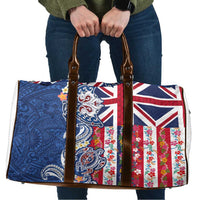 Hawaiian Manta Ray and Turtle Tribal Tattoo Travel Bag With Hawaii Flag and Flowers