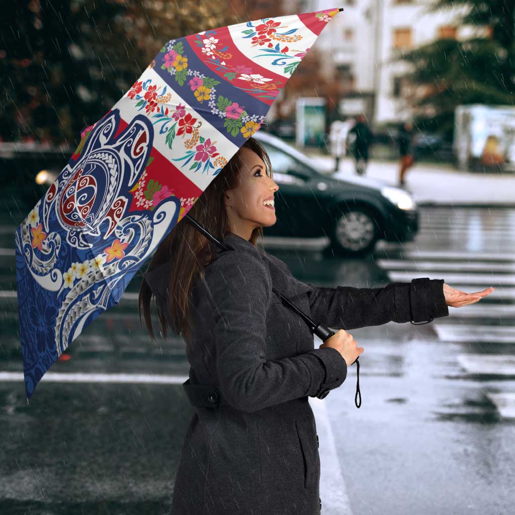 Hawaiian Manta Ray and Turtle Tribal Tattoo Umbrella With Hawaii Flag and Flowers LT03 - Polynesian Pride