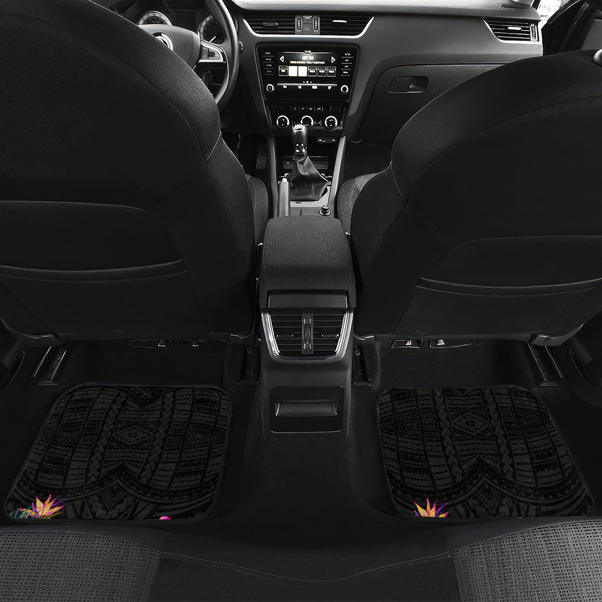 Personalized American Samoa Flag Day Car Mats Tanoa and Fue mix Hibiscus Flower Polynesian Pattern