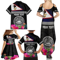 Personalized American Samoa Flag Day Family Matching Summer Maxi Dress and Hawaiian Shirt Tanoa and Fue mix Hibiscus Flower Polynesian Pattern
