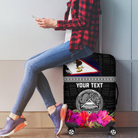 Personalized American Samoa Flag Day Luggage Cover Tanoa and Fue mix Hibiscus Flower Polynesian Pattern LT03 - Polynesian Pride