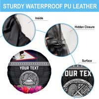 Personalized American Samoa Flag Day Spare Tire Cover Tanoa and Fue mix Hibiscus Flower Polynesian Pattern