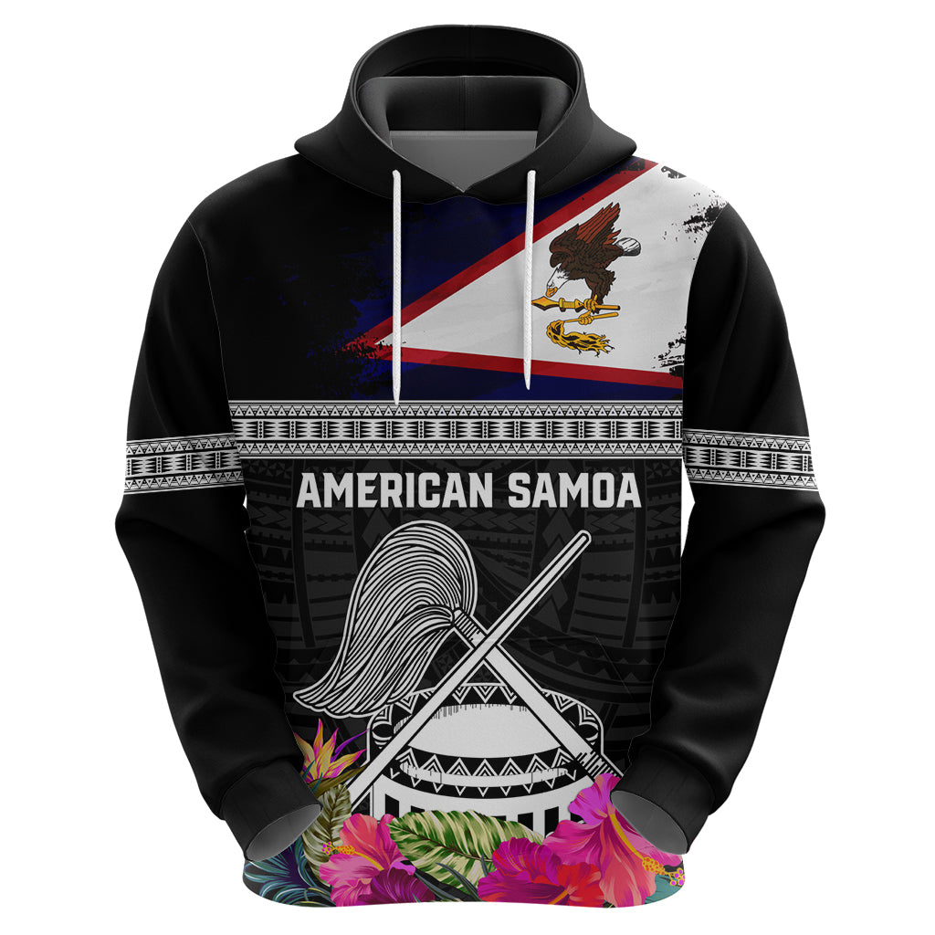 Personalized American Samoa Flag Day Zip Hoodie Tanoa and Fue mix Hibiscus Flower Polynesian Pattern