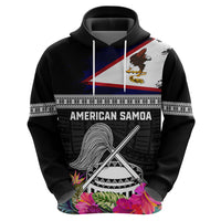 Personalized American Samoa Flag Day Zip Hoodie Tanoa and Fue mix Hibiscus Flower Polynesian Pattern