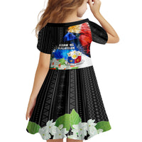 Philippines Independence Day Kid Short Sleeve Dress Philippines Eagle and Sampaguita Jasmine Yakan Tribal