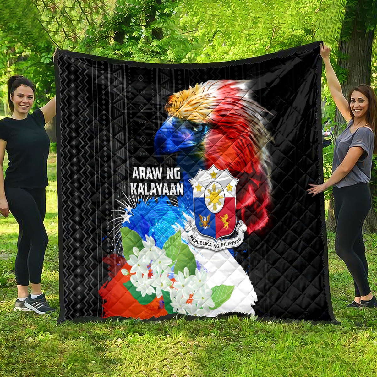 Philippines Independence Day Quilt Philippines Eagle and Sampaguita Jasmine Yakan Tribal LT03 - Polynesian Pride