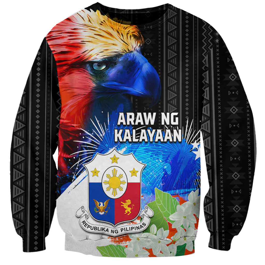 Philippines Independence Day Sweatshirt Philippines Eagle and Sampaguita Jasmine Yakan Tribal