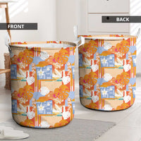 Hawaiian and Japanese Culture Together Laundry Basket Palaka Japanese Art and Tropical Motif Tribal Patchwork