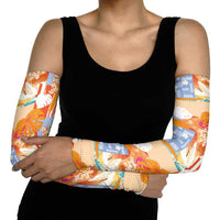 Hawaiian and Japanese Culture Together Arm Sleeves Palaka Japanese Art and Tropical Motif Tribal Patchwork