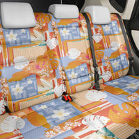Hawaiian and Japanese Culture Together Back Car Seat Cover Palaka Japanese Art and Tropical Motif Tribal Patchwork