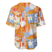 Hawaiian and Japanese Culture Together Baseball Jersey Palaka Japanese Art and Tropical Motif Tribal Patchwork