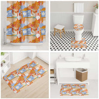 Hawaiian and Japanese Culture Together Bathroom Set Palaka Japanese Art and Tropical Motif Tribal Patchwork