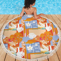 Hawaiian and Japanese Culture Together Beach Blanket Palaka Japanese Art and Tropical Motif Tribal Patchwork