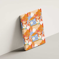 Hawaiian and Japanese Culture Together Canvas Wall Art Palaka Japanese Art and Tropical Motif Tribal Patchwork