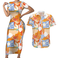 Hawaiian and Japanese Culture Together Couples Matching Short Sleeve Bodycon Dress and Hawaiian Shirt Palaka Japanese Art and Tropical Motif Tribal Patchwork LT03 Multicolor - Polynesian Pride