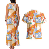 Hawaiian and Japanese Culture Together Couples Matching Tank Maxi Dress and Hawaiian Shirt Palaka Japanese Art and Tropical Motif Tribal Patchwork
