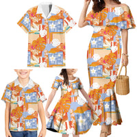 Hawaiian and Japanese Culture Together Family Matching Mermaid Dress and Hawaiian Shirt Palaka Japanese Art and Tropical Motif Tribal Patchwork