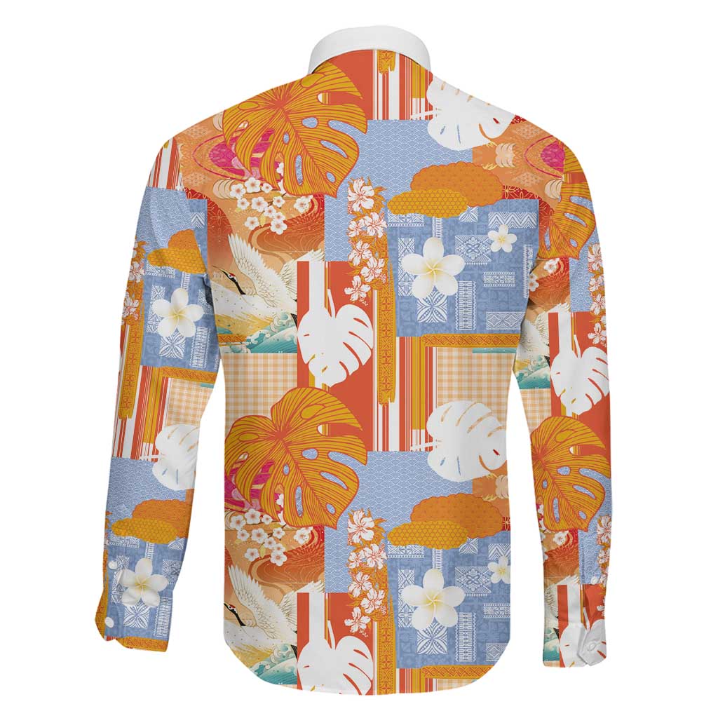 Hawaiian and Japanese Culture Together Family Matching Mermaid Dress and Hawaiian Shirt Palaka Japanese Art and Tropical Motif Tribal Patchwork