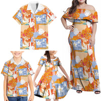 Hawaiian and Japanese Culture Together Family Matching Off Shoulder Maxi Dress and Hawaiian Shirt Palaka Japanese Art and Tropical Motif Tribal Patchwork