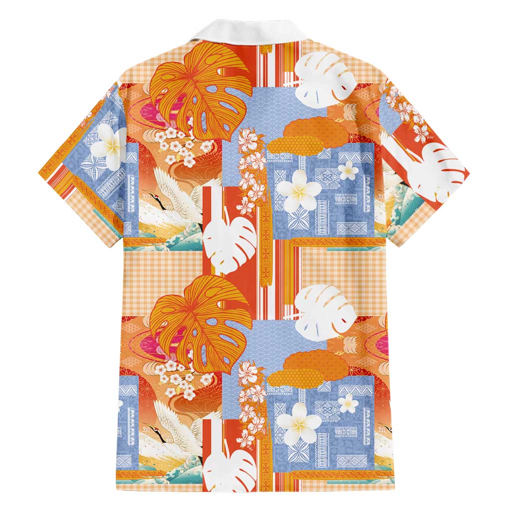 Hawaiian and Japanese Culture Together Family Matching Summer Maxi Dress and Hawaiian Shirt Palaka Japanese Art and Tropical Motif Tribal Patchwork LT03 - Polynesian Pride